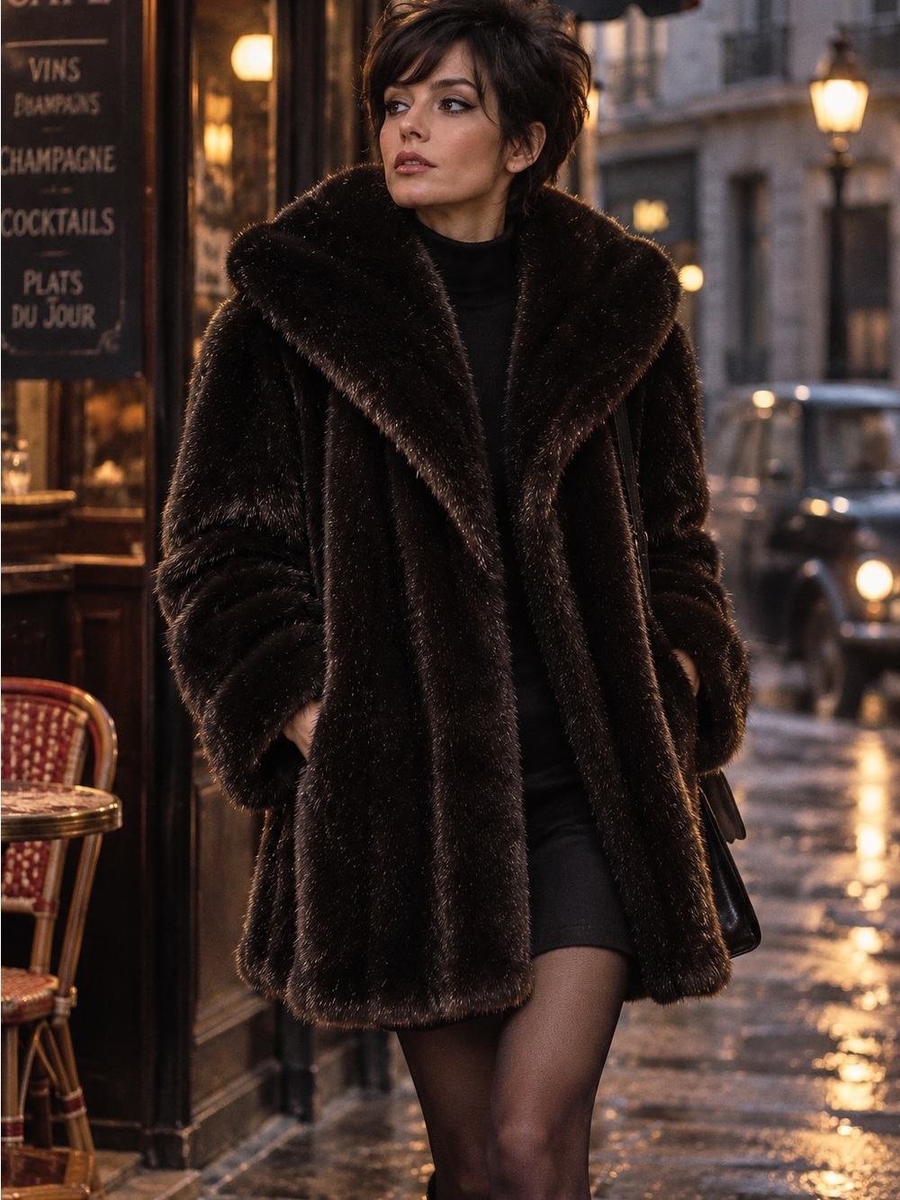 VINTAGE Del Bene Faux Mink Fur Coat Made USA Old Hollywood Glam Luxury